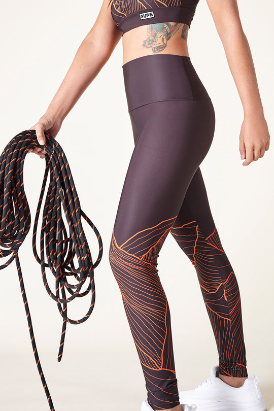 Women's Technical Leggings – Black Mountain Print