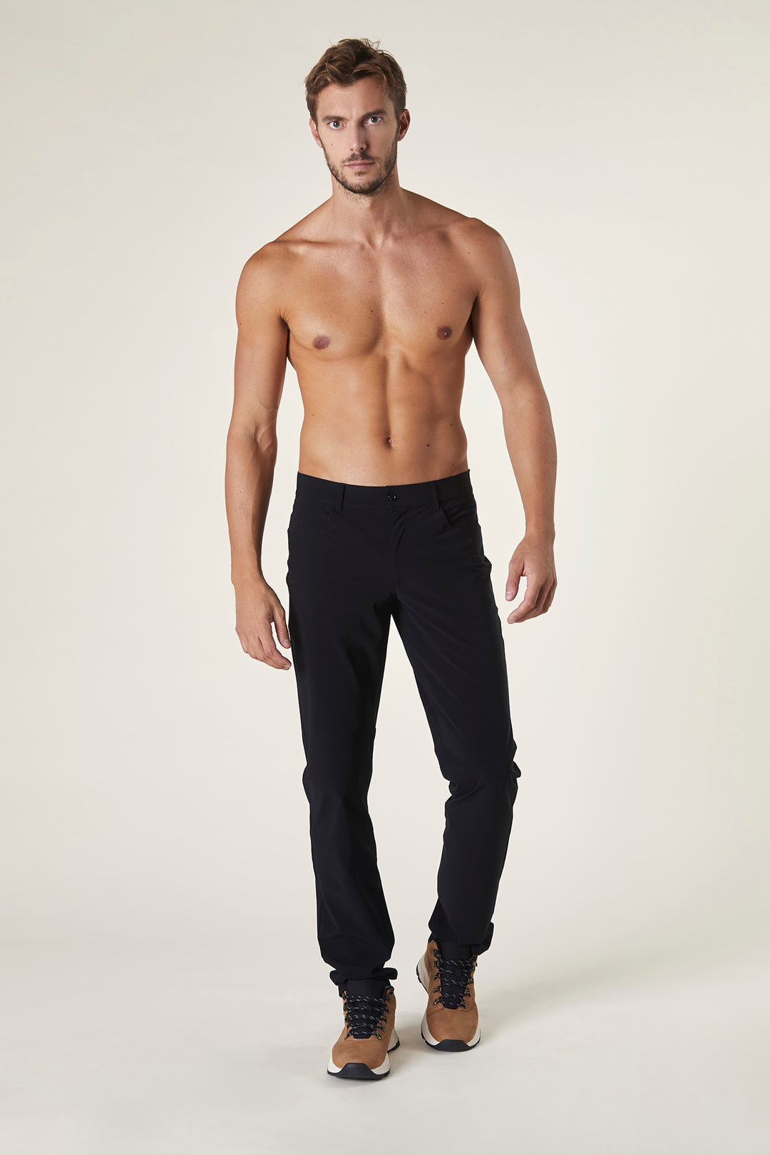 Deep Black - Pantalone Uomo Elegante Elasticizzato a Taglio Jeans